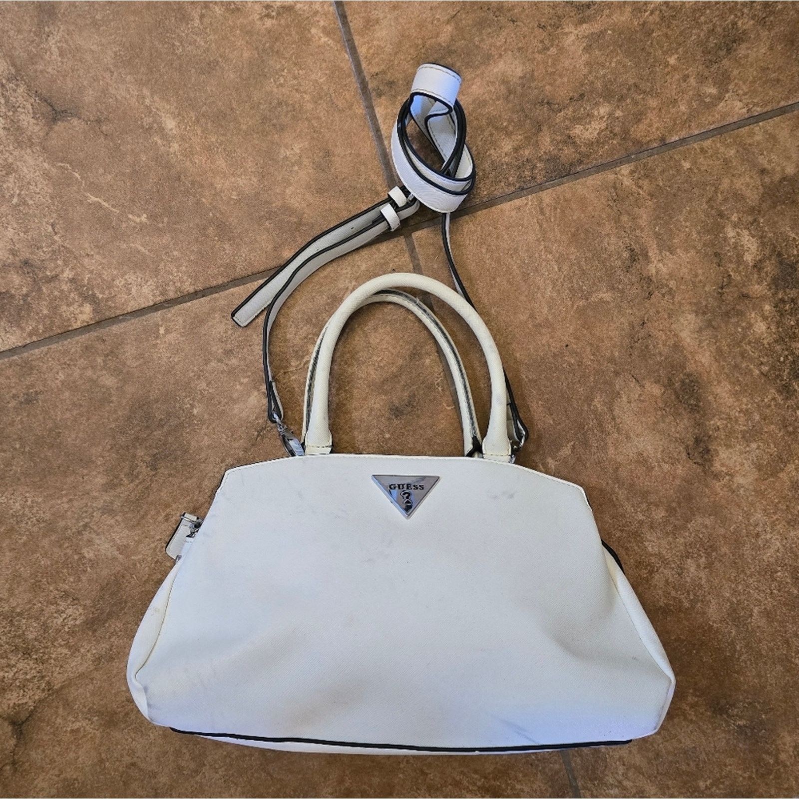 Guess White Black Trim Detailed GUESS Handbag Size ONE SIZE - 6 Thumbnail