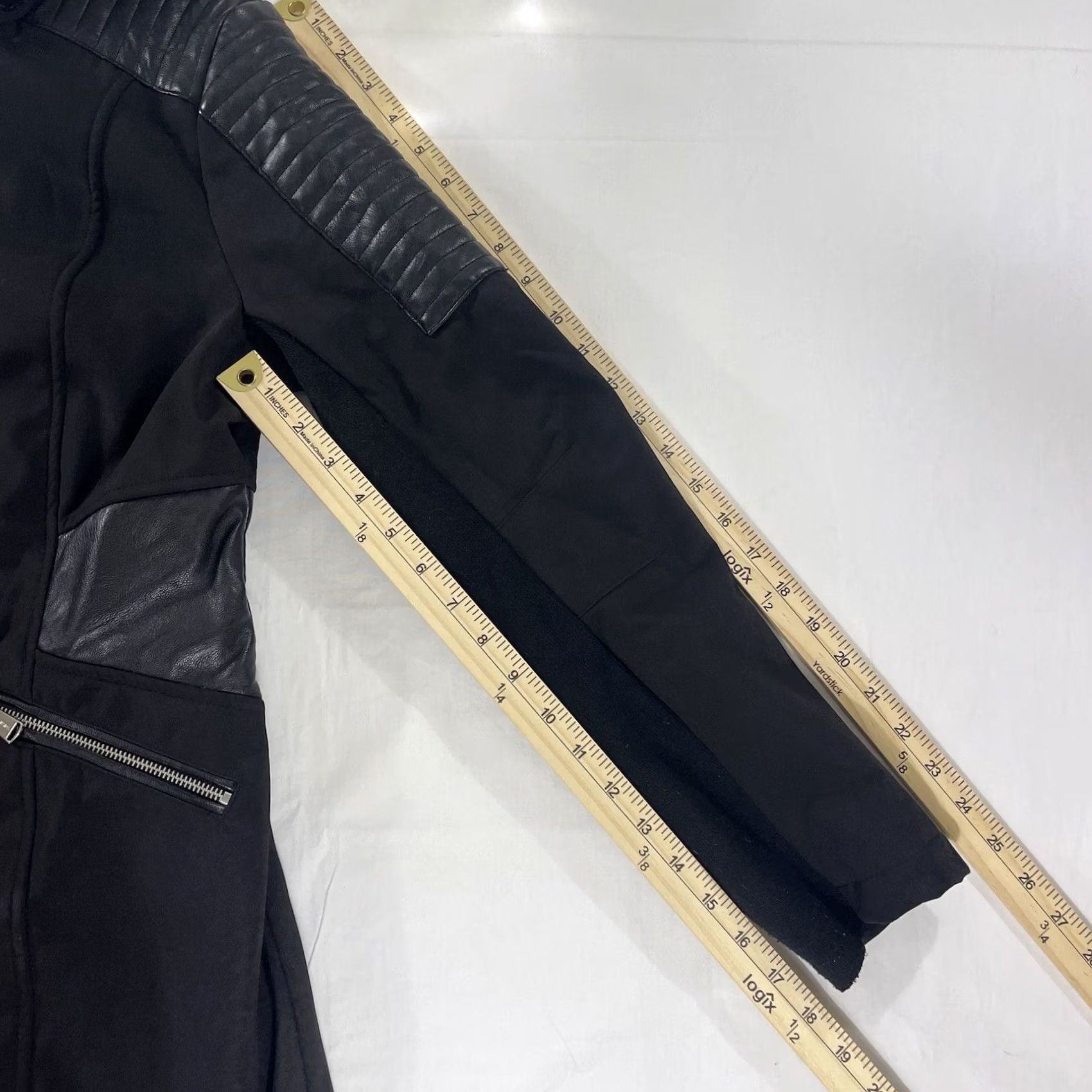 Michael Kors Michael Kors Jacket Coat Womens M 3/4 Faux Leather Lined Zip Black Polyester Long Vintage: No MK Size M / US 6-8 / IT 42-44 - 7 Thumbnail