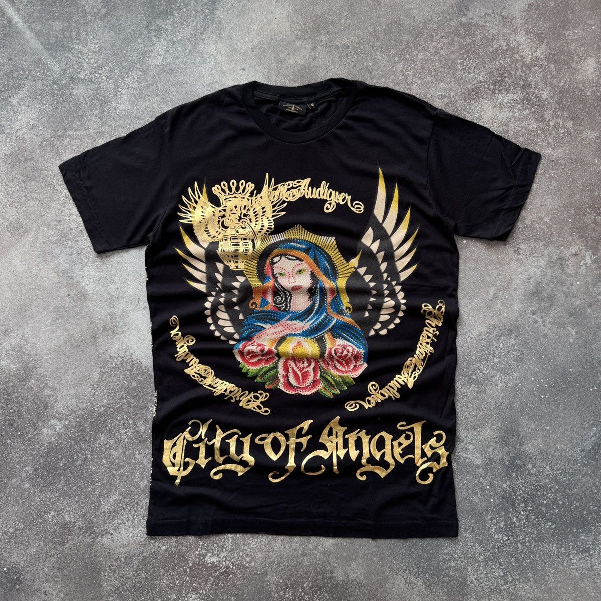 Ed Hardy Christian Audigier Virgin Maria Rhinestones Y2K T-Shirt Size US M / EU 48-50 / 2 - 1 Thumbnail