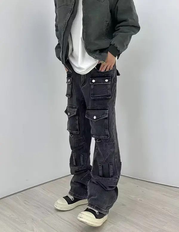VIBE Vintage studded multi-pocket washed rare jeans Size US 34 / EU 50 - 4 Thumbnail