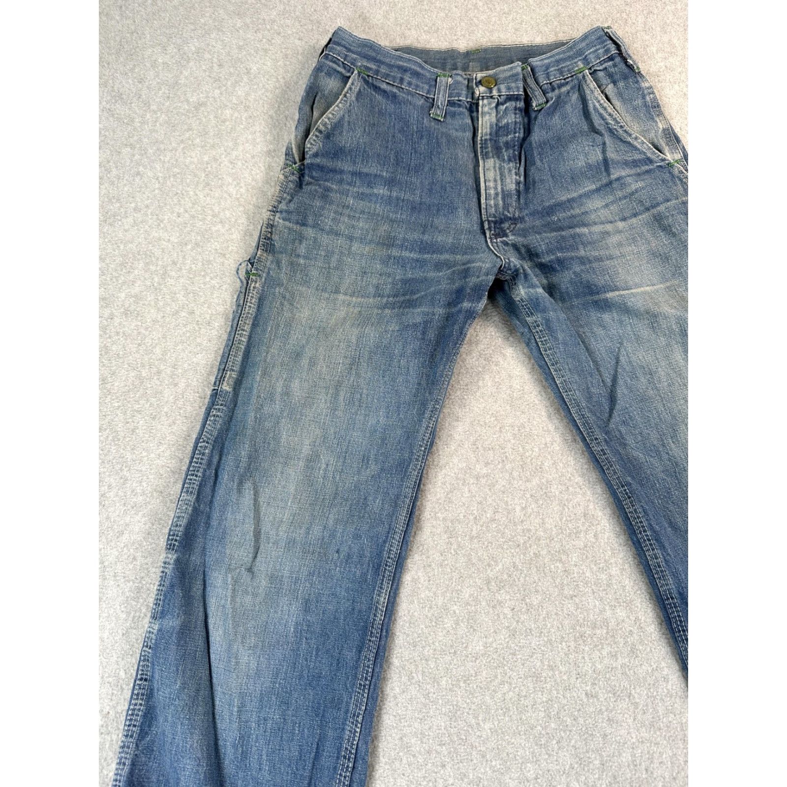 Vintage VINTAGE OshKosh B'gosh Jeans Mens 34 Blue Relaxed Straight Carpenter Workwear Pockets 34in Inseam Canvas Distressed Size 24" / US 00 / IT 34 - 4 Thumbnail