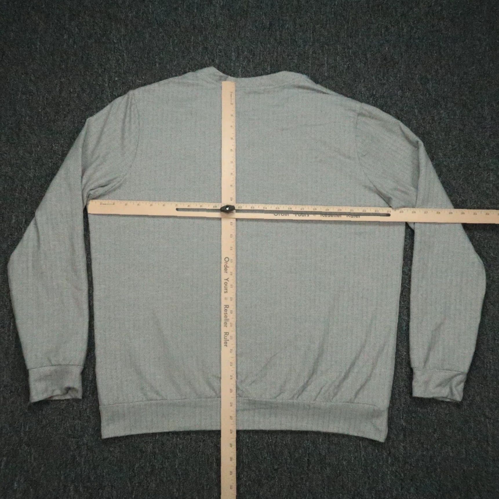 Mizzen+Main Mizzen Main Sweater Mens 2XL Gray Trim Fit Herringbone Pullover V Neck XXL Size US XXL / EU 58 / 5 - 7 Thumbnail