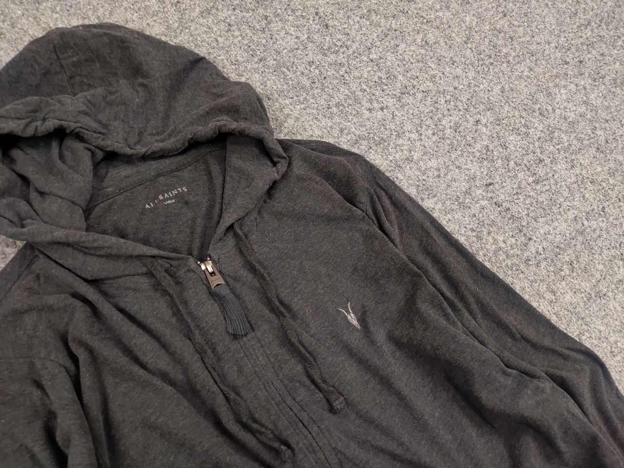 Allsaints Allsaints Brace Dark Gray Full Zip Light Hoodie Size US L / EU 52-54 / 3 - 11 Thumbnail