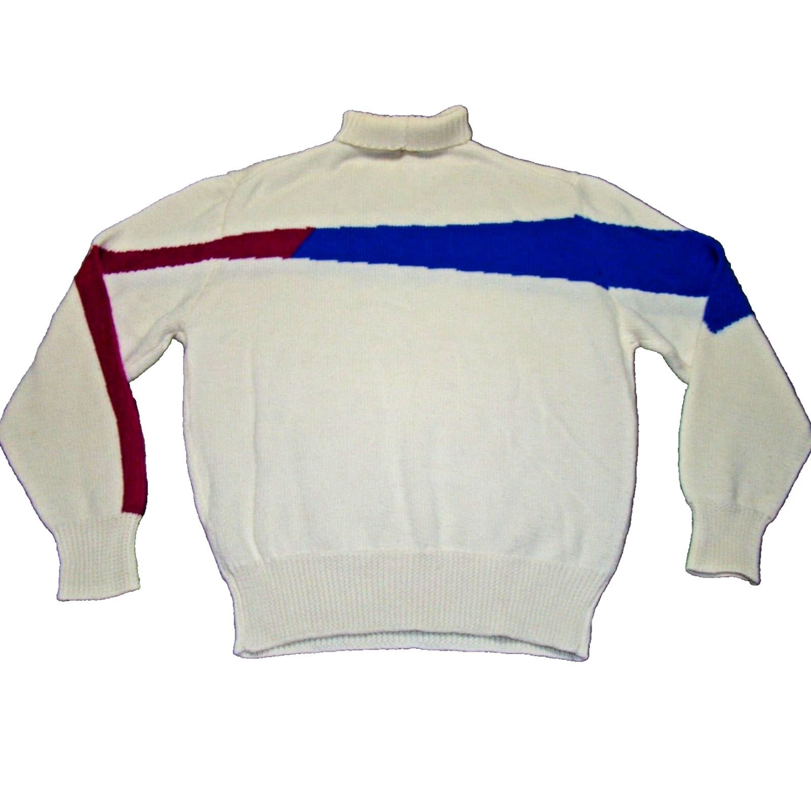 Vintage VINTAGE Ossi Skiwear Womens L White Blue Purple Wool Blend Turtleneck Ski Sweater Size L / US 10 / IT 46 - 6 Thumbnail