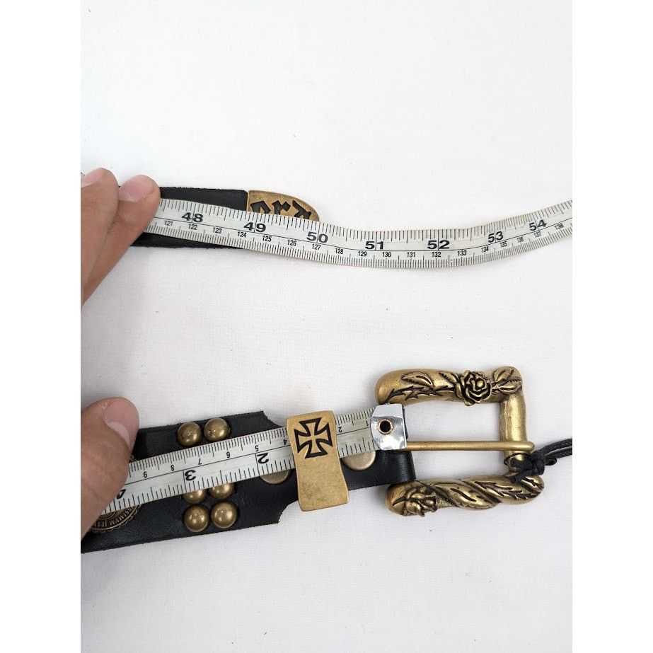 Enfants Riches Deprimes o1rshd1 Q:2 / Size:110 / Antique Brass Jesus Coin Belt Black Size 44 - 13 Thumbnail