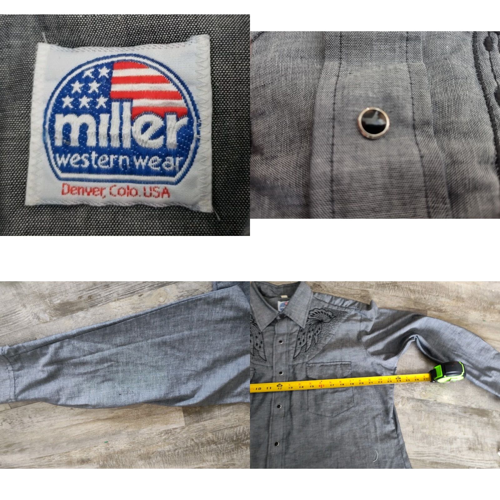 Vintage Vintage Miller Western Wear shirt Mens 17/35 Pearl Snap Yoked Rockabilly USA Made Size US XL / EU 56 / 4 - 8 Thumbnail