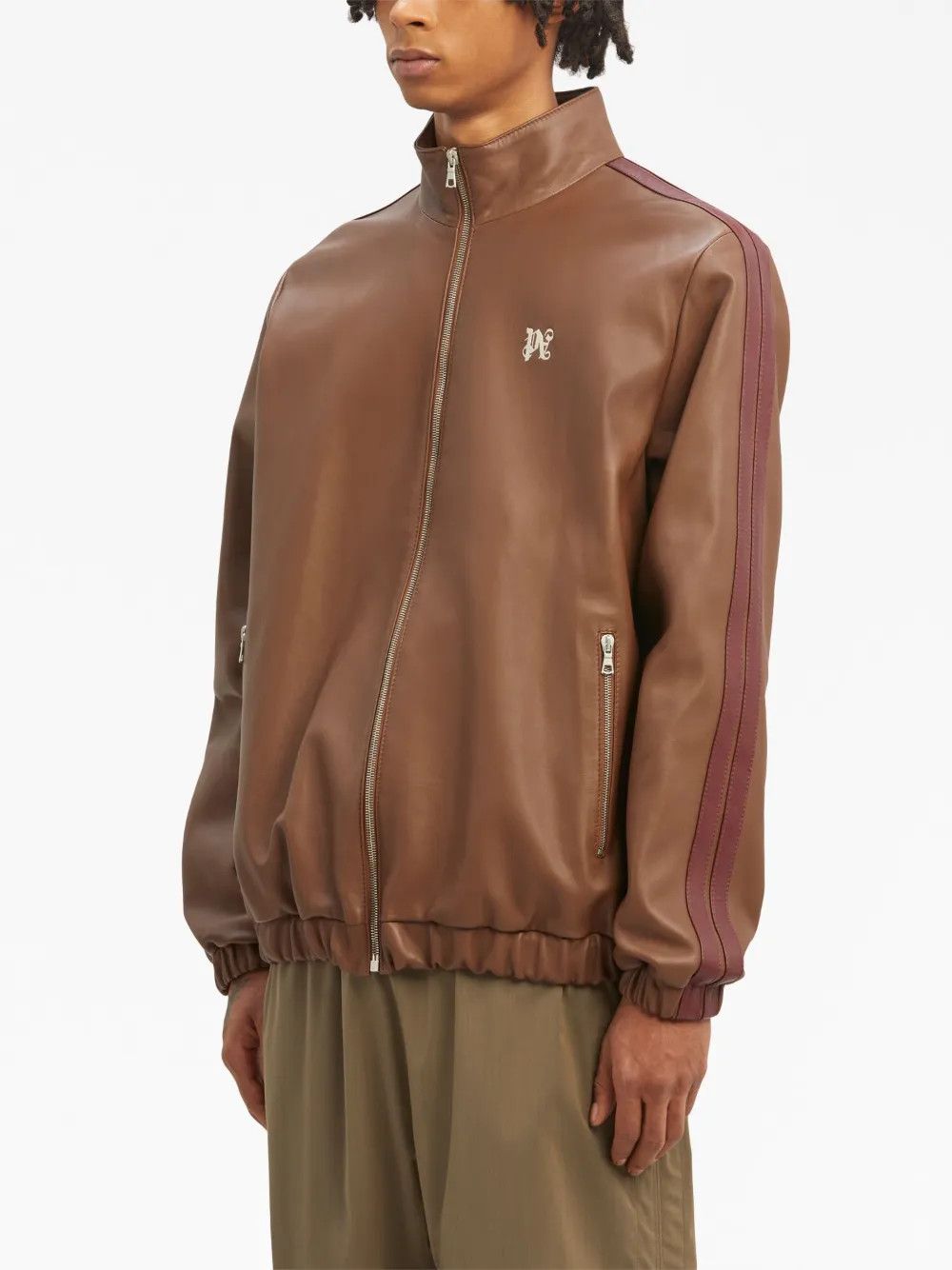 Palm Angels o1y0325 Logo Leather Jacket in Brown Size US M / EU 48-50 / 2 - 3 Thumbnail
