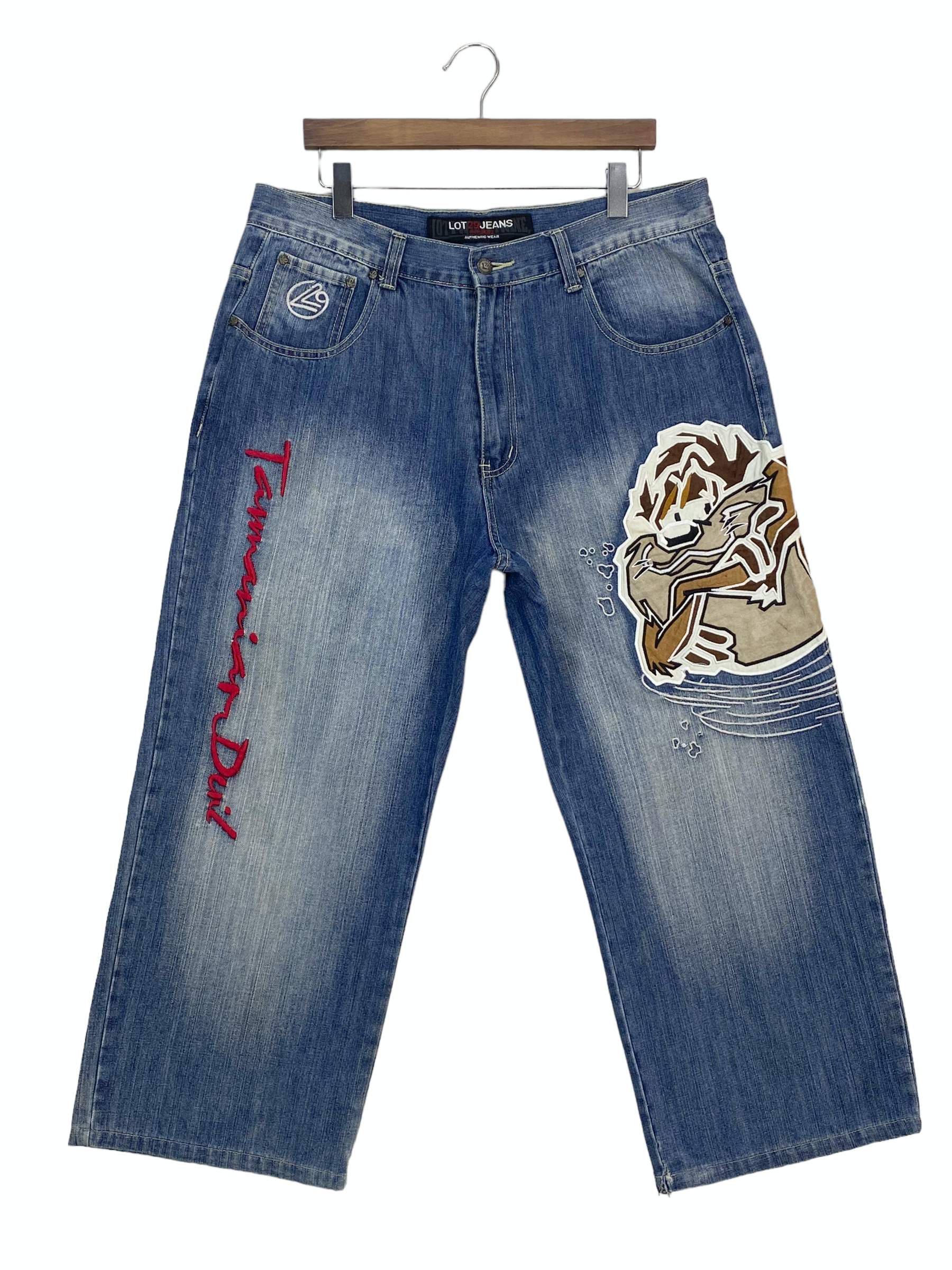 Japanese Brand Lot29 Luxe Baggy Jeans Tanzamania Devil Patchwork Jeans Size US 37 - 5 Thumbnail