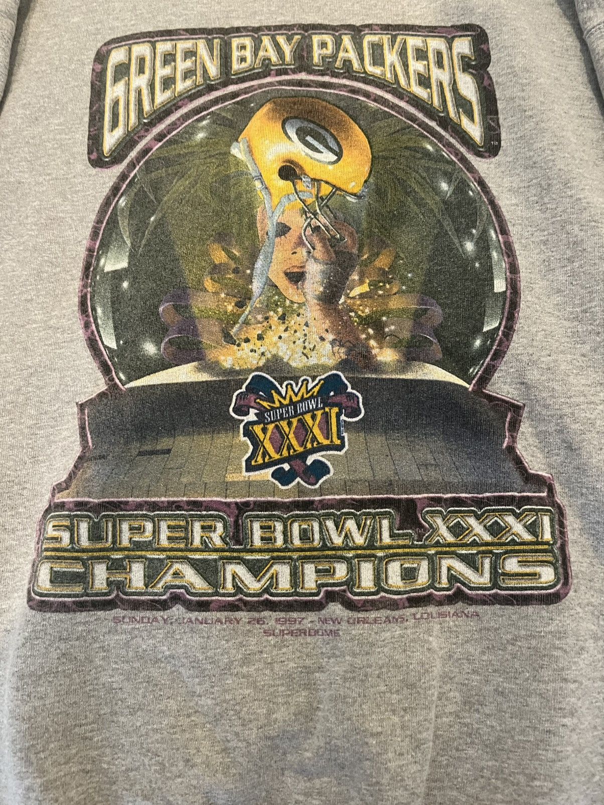 Starter 1996 Packers Super Bowl Grey Crew Neck Made in USA Size US XL / EU 56 / 4 - 2 Thumbnail