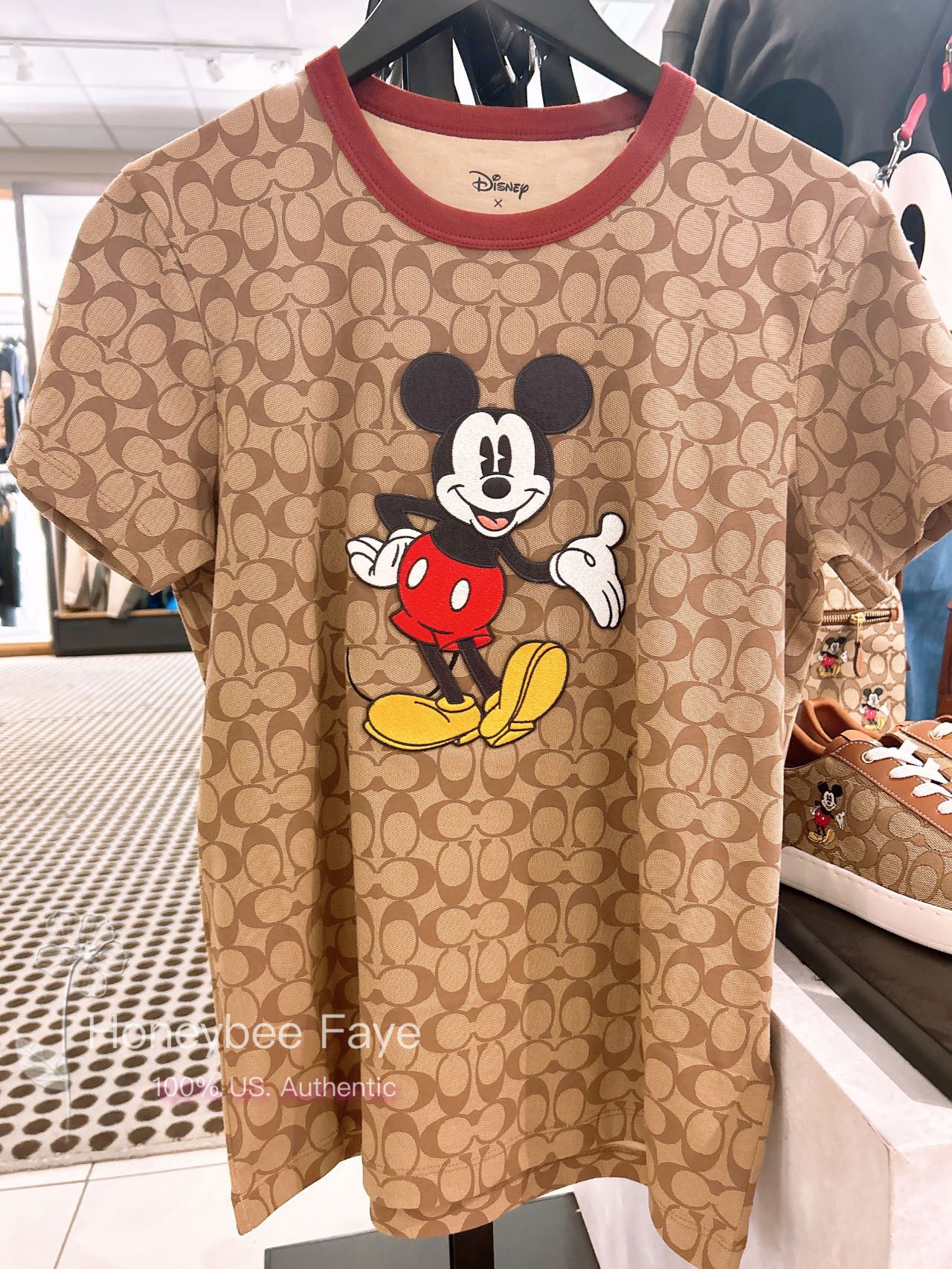 image of Disney X Coach Women's Signature Mickey Mouse T Shirt (Size XL)