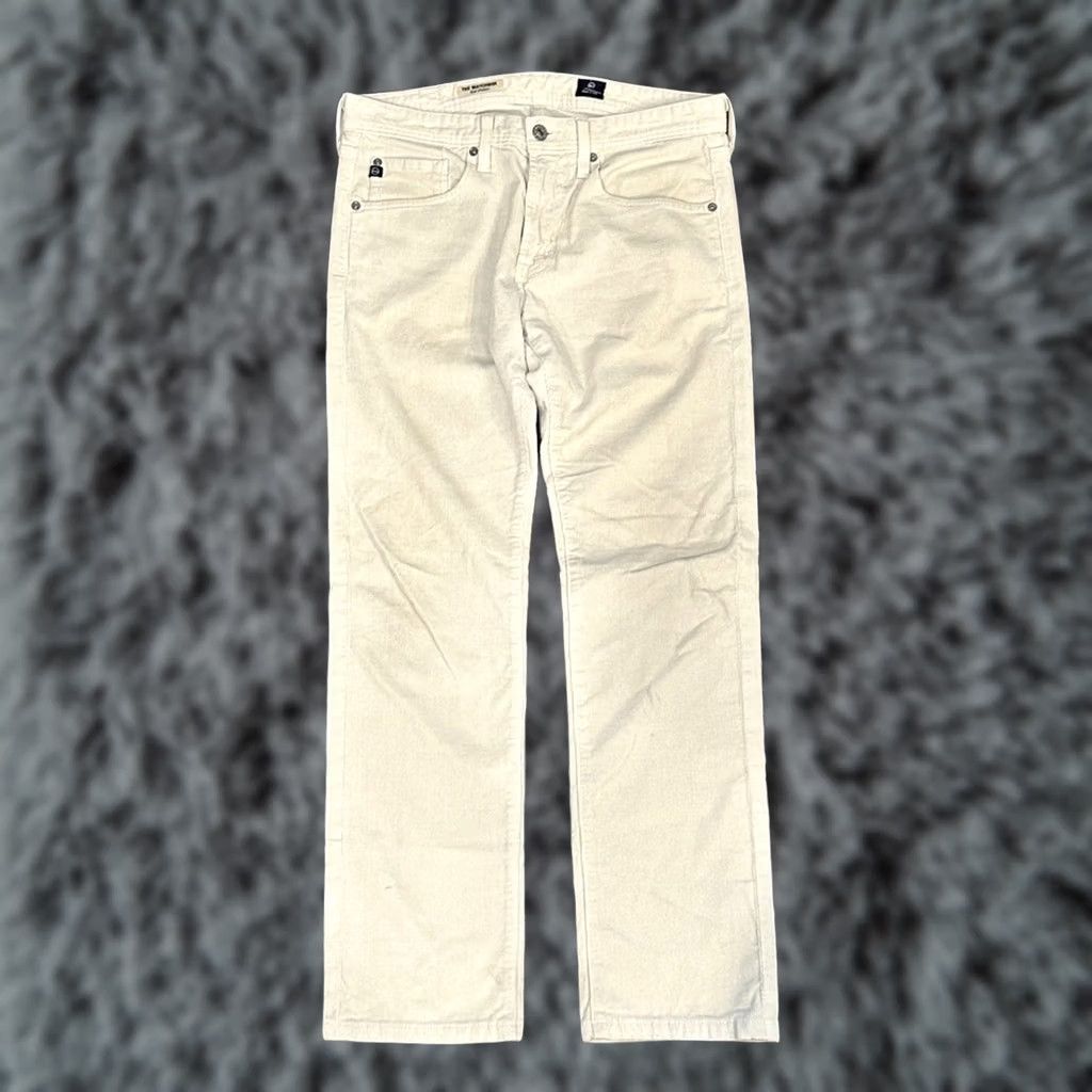 Vintage AG Adriano Goldschmied The Matchbox Slim Straight Corduroy Jeans - 31 Men Regular 30 Inseam Cream Khaki Chino MS9273 Size US 31 - 1 Thumbnail