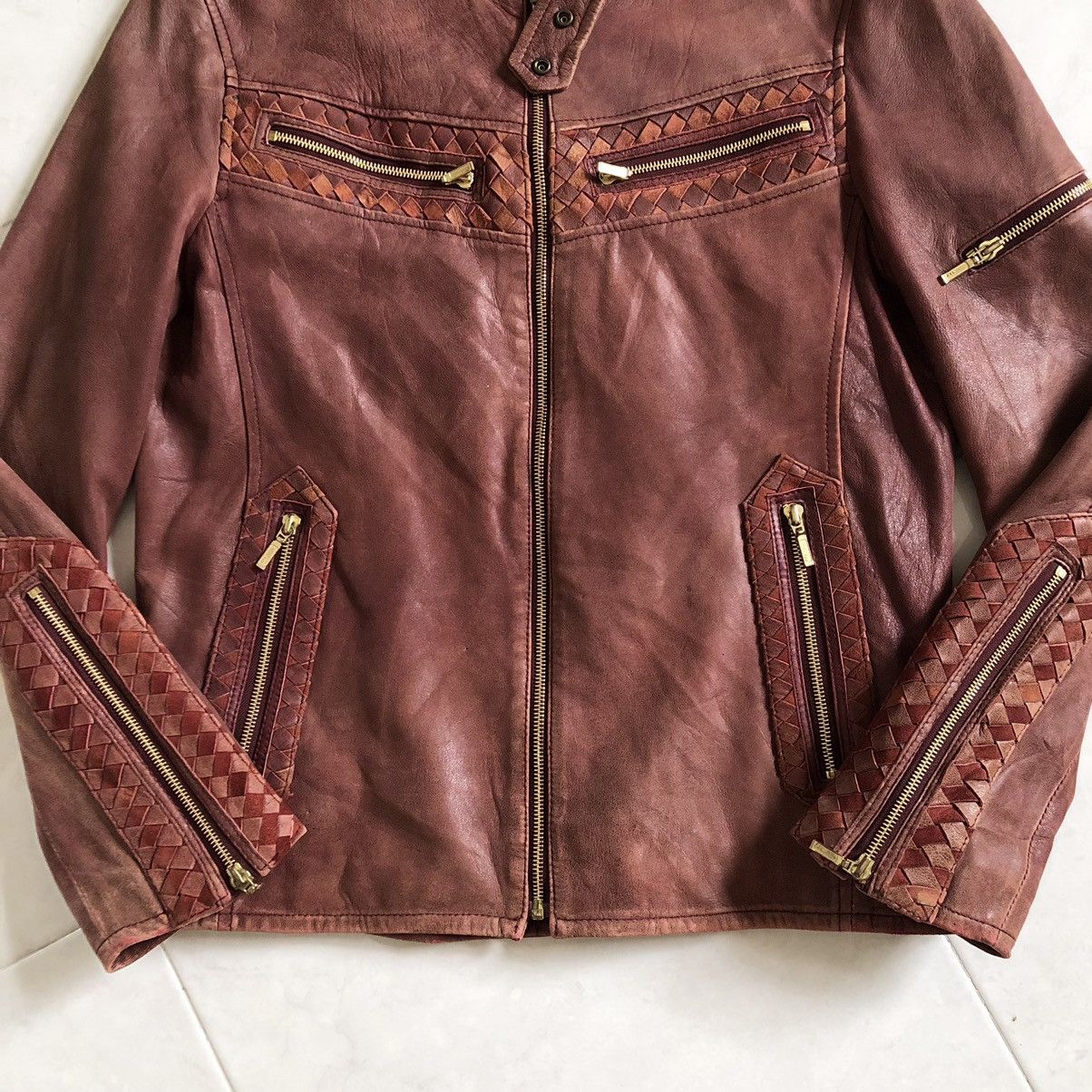ABAHOUSE ABAHOUSE Zipper Rare Design Leather Jacket Size US L / EU 52-54 / 3 - 5 Thumbnail