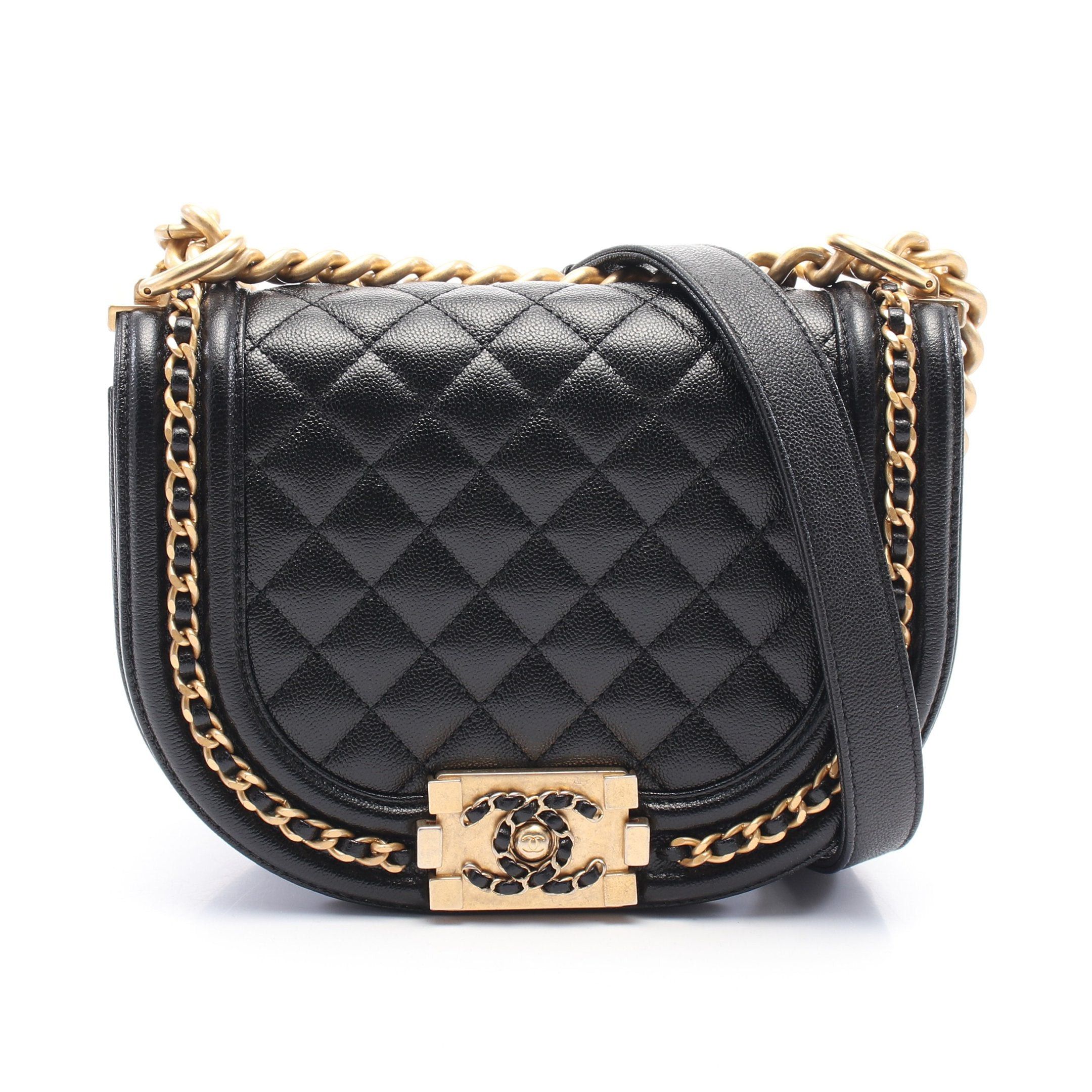 Chanel Chanel Boy Chanel Small Chain Shoulder Bag Caviar Skin Black Gold Hardware Size ONE SIZE - 1 Thumbnail