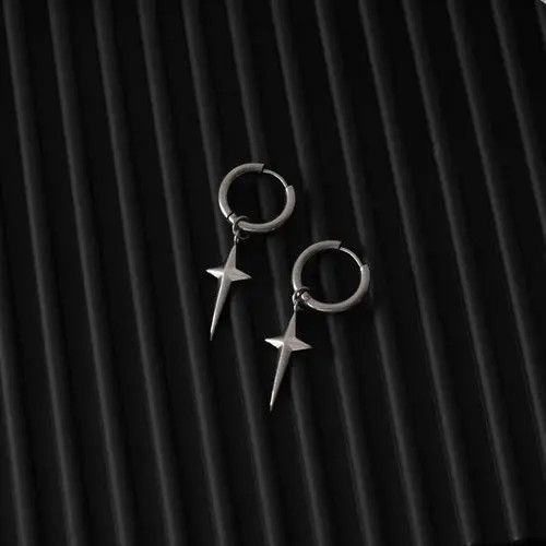 Other 925 Silver Plated Cross Star Dangle Drop Earrings for Men Size ONE SIZE - 2 Thumbnail