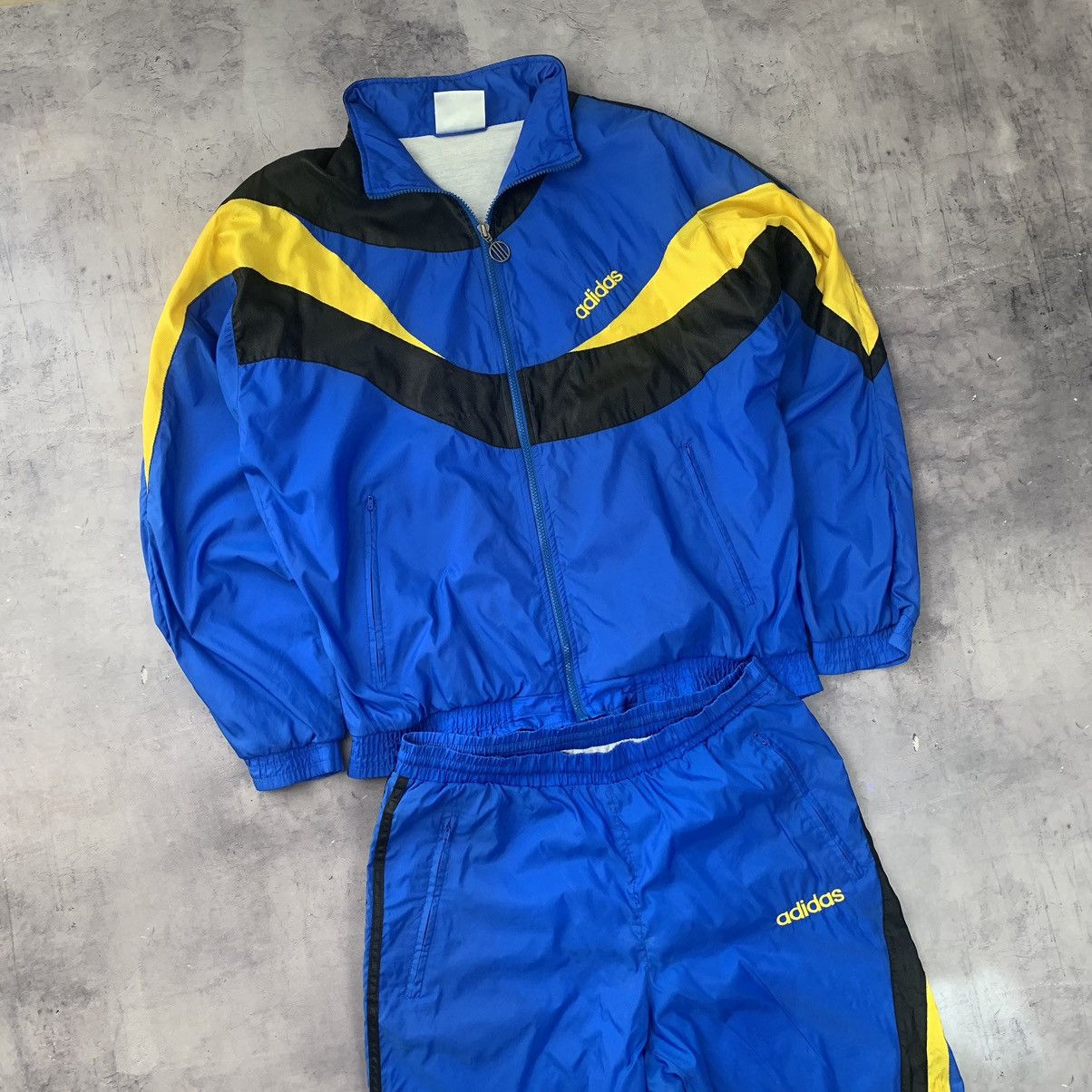 Adidas Rare Vintage Adidas Nylon Tracksuit Big Logo 90s Xl Grailed