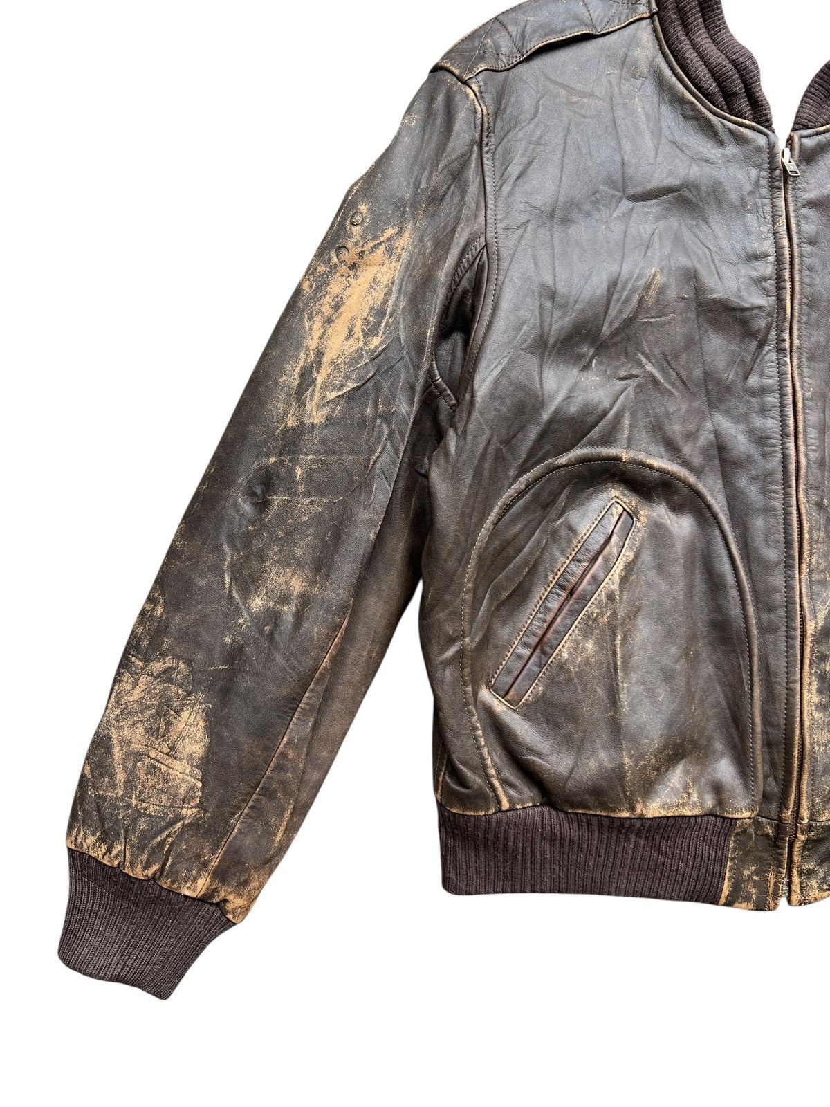 Vintage Vintage 80s Japanese Distressed Sunfaded Leather Jacket Size US M / EU 48-50 / 2 - 4 Thumbnail