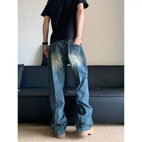 Japanese Brand Megumi x Saki Men's blue washed distressed straight jeans Size US 32 / EU 48 - 4 Thumbnail