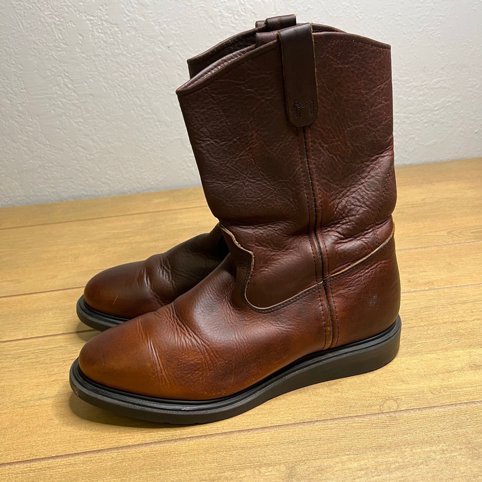 Red Wing Pecos Pull On Work Boots Brown Leather Mens 11.5 display picture 1