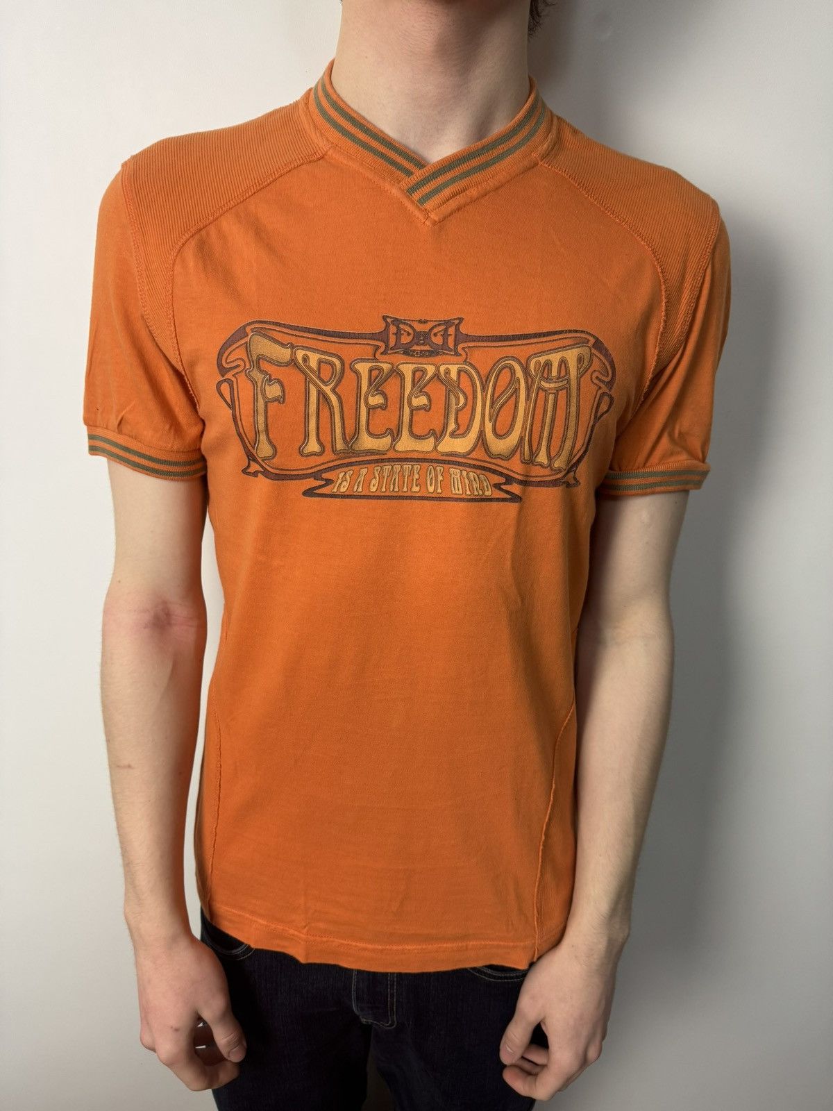 Dolce & Gabbana Archive Dolce & Gabbana D&G Freedom Graphic Tee Orange Y2K Size US L / EU 52-54 / 3 - 1 Thumbnail