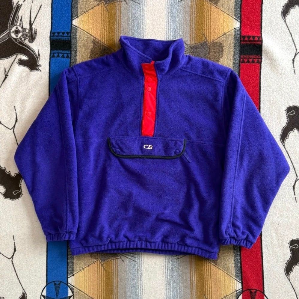 CB Sports VINTAGE 90s CB Sports Snap Fleece Pullover Men L Purple Red Solid Outdoor Winter Fall Spring Shirt Jacket? Size US L / EU 52-54 / 3 - 2 Thumbnail