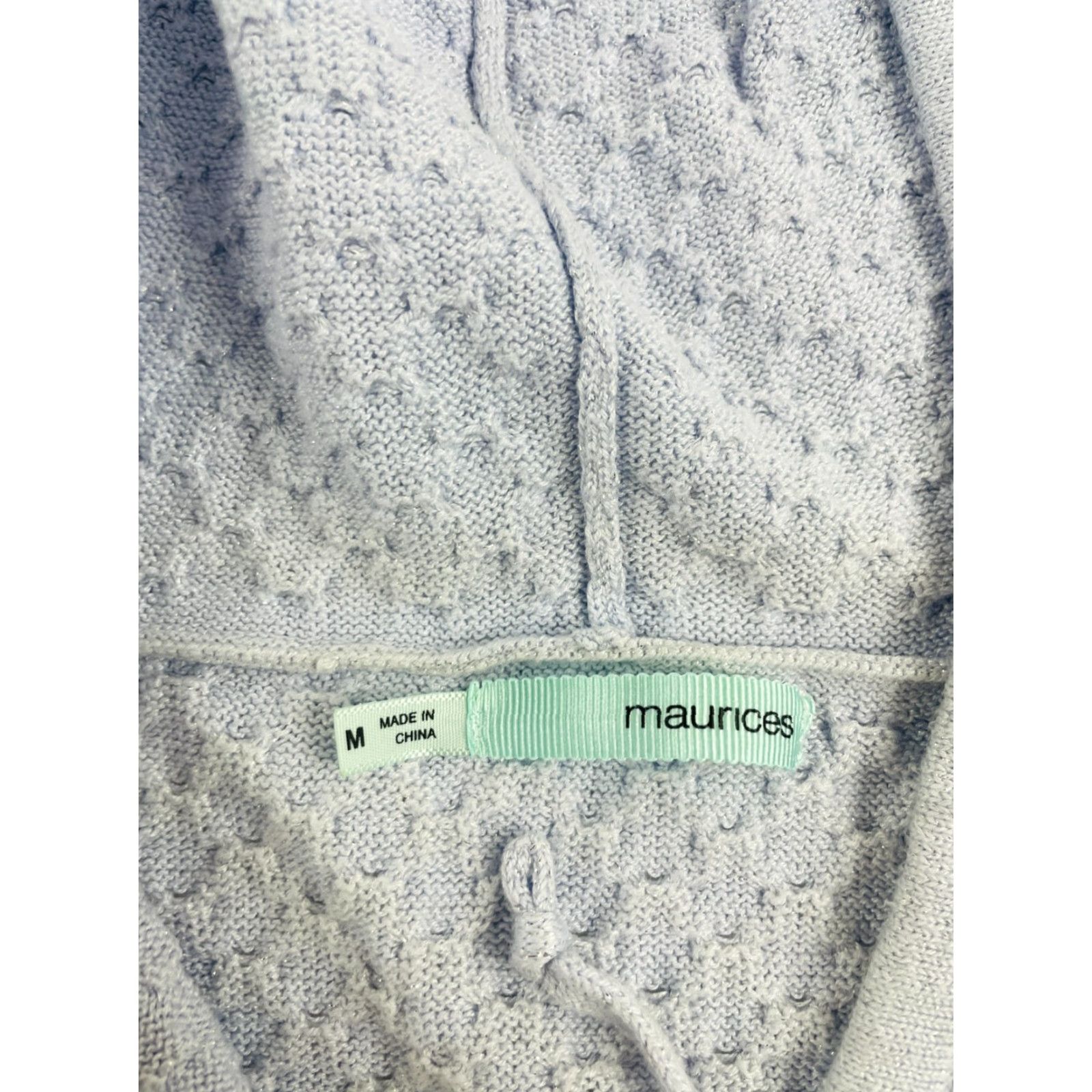 Vintage **Women's Size M Blue Metallic Maurices Hooded Drawstring Sweater** User: Women's Size M Blue Metallic Maurices Hooded Drawstring Sweater Size M / US 6-8 / IT 42-44 - 7 Thumbnail