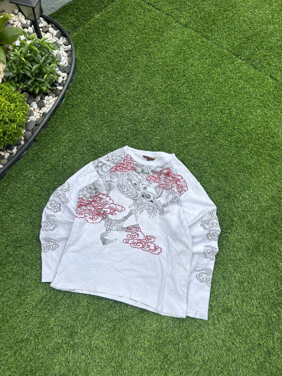 Karakuri Tamashii Satori Japanese Long Sleeve Tee - Dragon & Tiger Embroidery Size US L / EU 52-54 / 3 - 1 Thumbnail