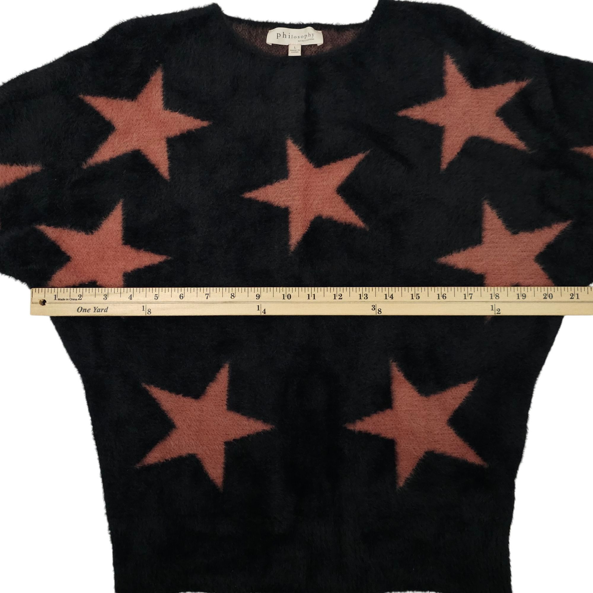 Other Philosophy Fuzzy Star Sweater Womens L Black Mauve Size L / US 10 / IT 46 - 4 Thumbnail
