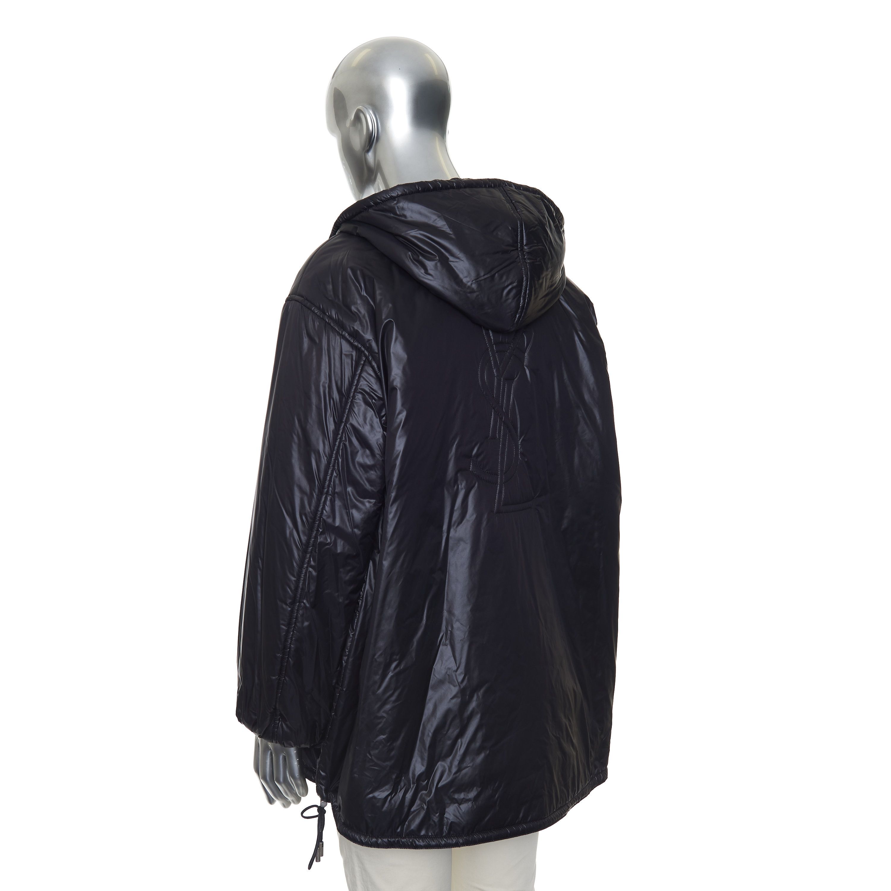 Saint Laurent Paris Hooded Anorak Jacket In Black Nylon With YSL Embroidery Size US S / EU 44-46 / 1 - 4 Thumbnail