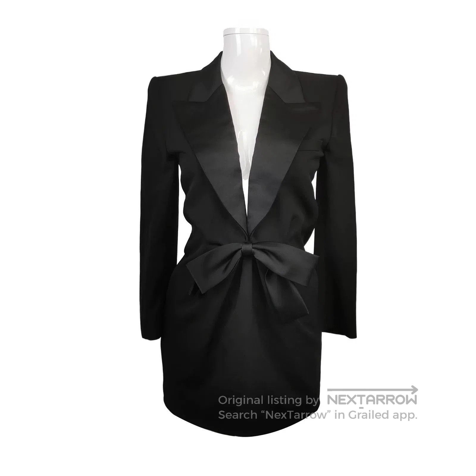Saint Laurent Paris Saint Laurent Black Blazer Dress with Bow. Size XXS / US 00 / IT 34 - 1 Thumbnail