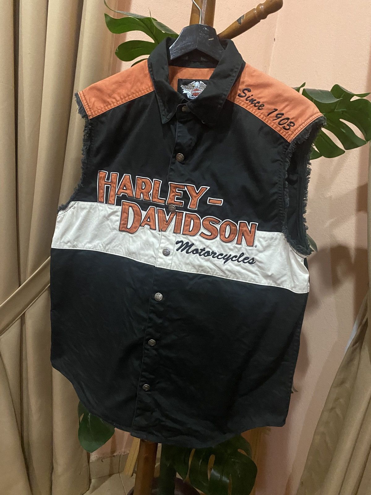 Harley Davidson Vintage 2007 Harley-Davidson Sleeveless Button-Up Vest Size US M / EU 48-50 / 2 - 6 Thumbnail