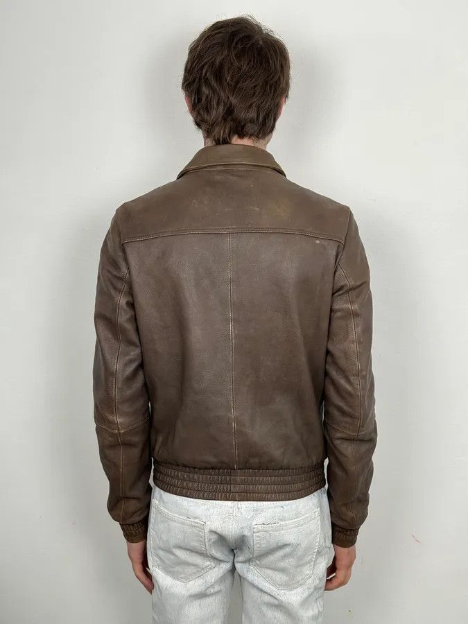 Dolce & Gabbana 2010s Dolce & Gabbana Brown Taupe Leather Bomber Jacket Size US M / EU 48-50 / 2 - 3 Thumbnail