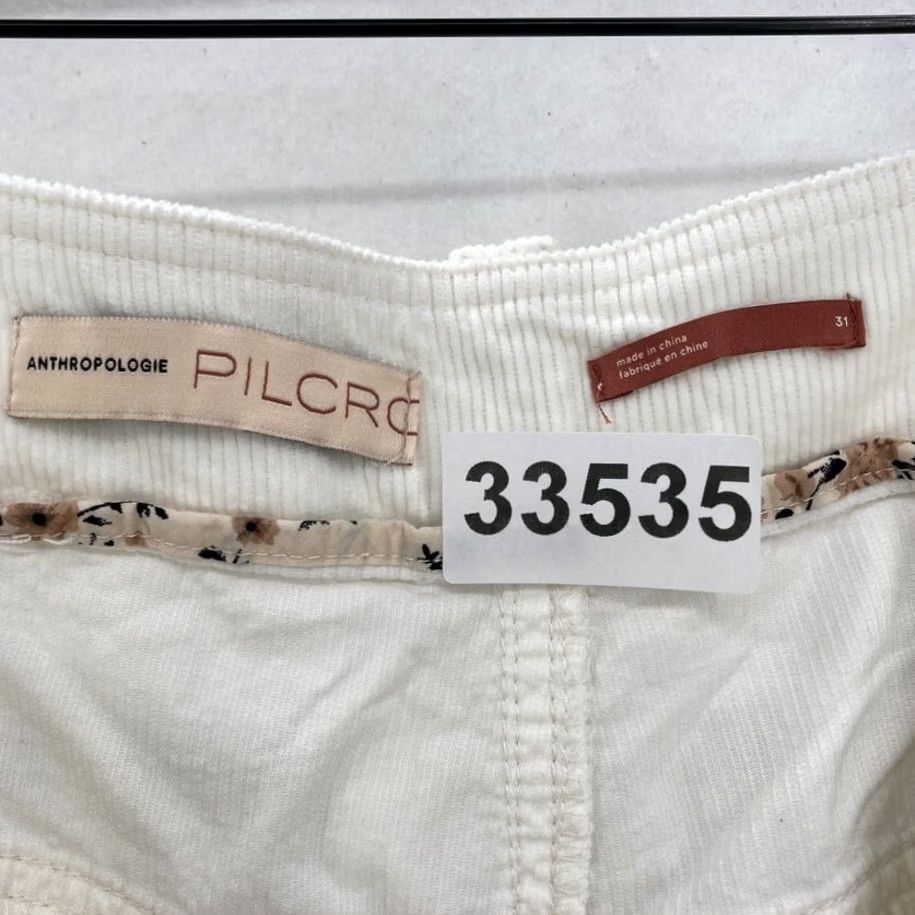 Vintage Anthropologie Pilcro Corduroy Cargo Pants Women's 31 White Stretch Ankle Zip Size 24" / US 00 / IT 34 - 4 Thumbnail