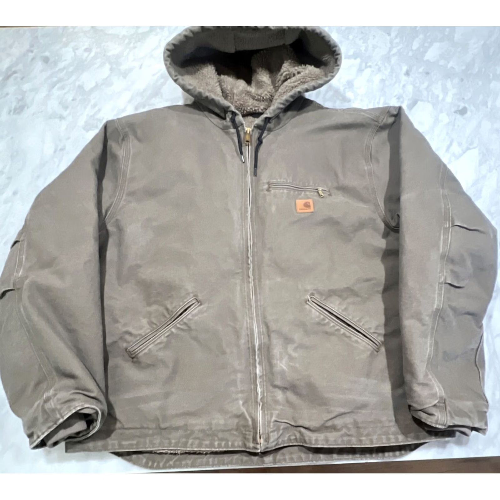 Carhartt VINTAGE Carhartt Jacket Mens 2XL Brown Sherpa Lined Hooded Workwear J141 LBR 90s Grunge Outdoor USA Size US XXL / EU 58 / 5 - 2 Thumbnail