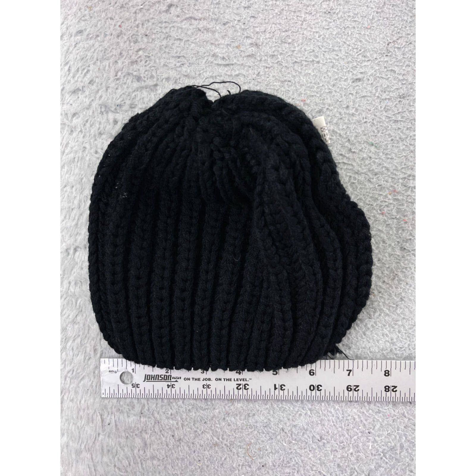 Vintage Beanie Toque Womens One Size Black Double Knit Acrylic Winter Snow Ski Pom Beanie Womens Ski Theme Accessories Winter Size ONE SIZE - 6 Thumbnail