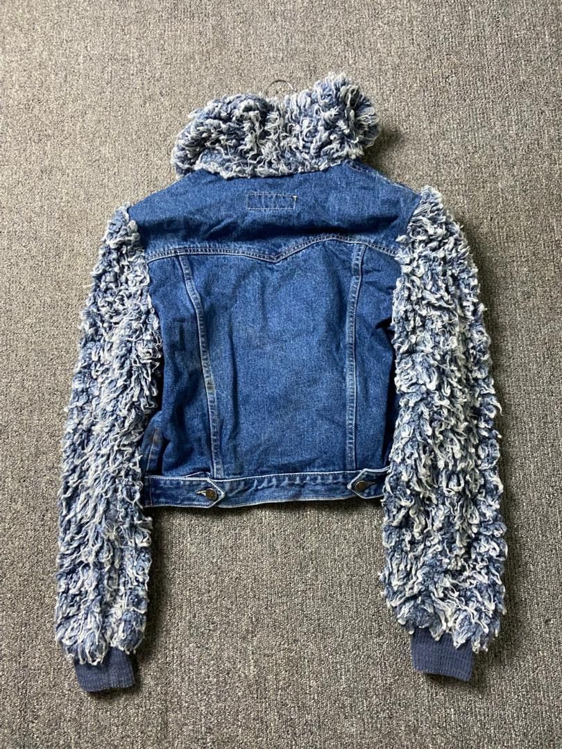Japanese Brand Simon Chang Brand Denim Jacket with Shaggy Sleeves (184) Size XS / US 0-2 / IT 36-38 - 2 Thumbnail
