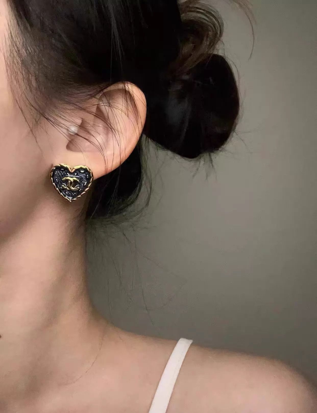 Chanel Chanel 24P Blue Denim Heart Earrings (Xiao) New Box AH216 Size ONE SIZE - 2 Thumbnail