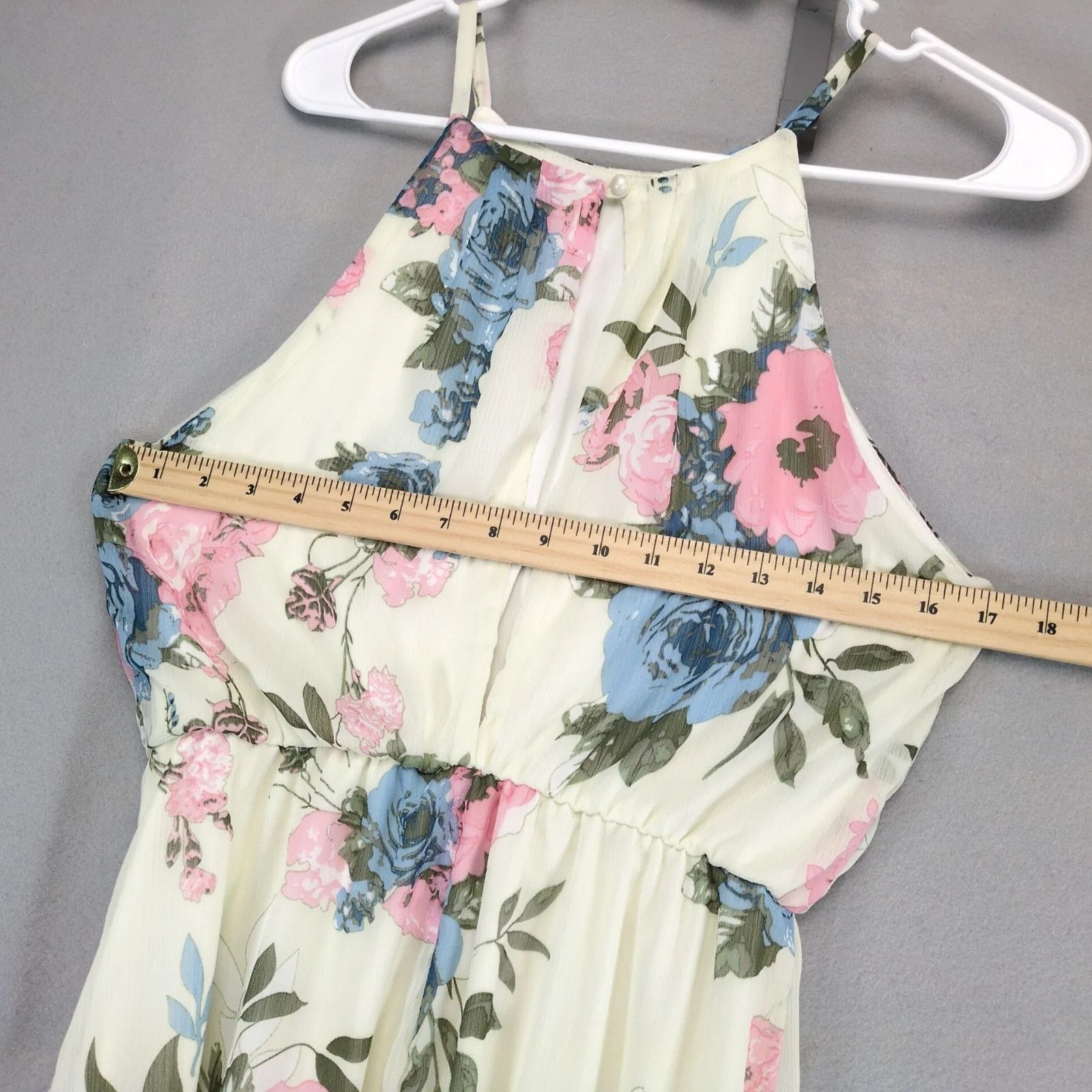 Other Papaya Floral Halter Maxi Dress Sz M Blouson Sheer Lined Size M / US 6-8 / IT 42-44 - 6 Thumbnail