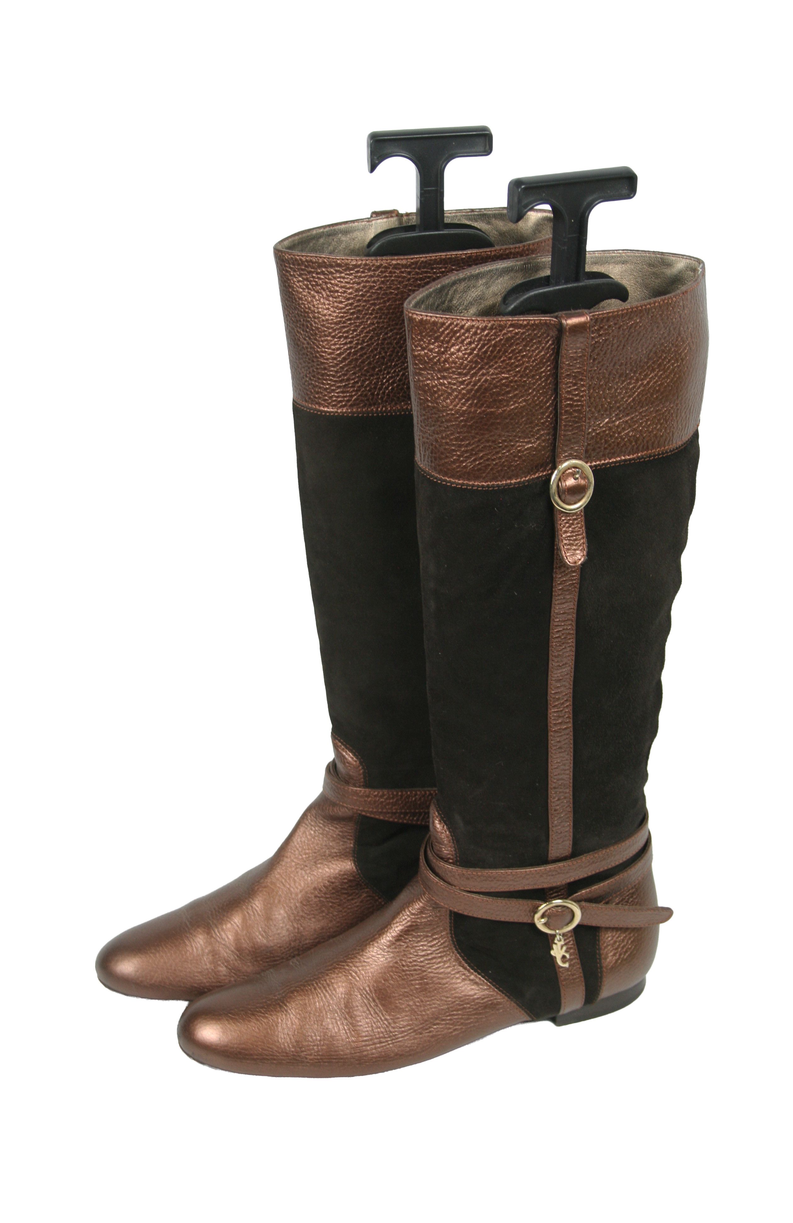Versace 00S VJC Logo Leather Suede Riding Boots Vintage Size US 10 / IT 40 - 3 Thumbnail