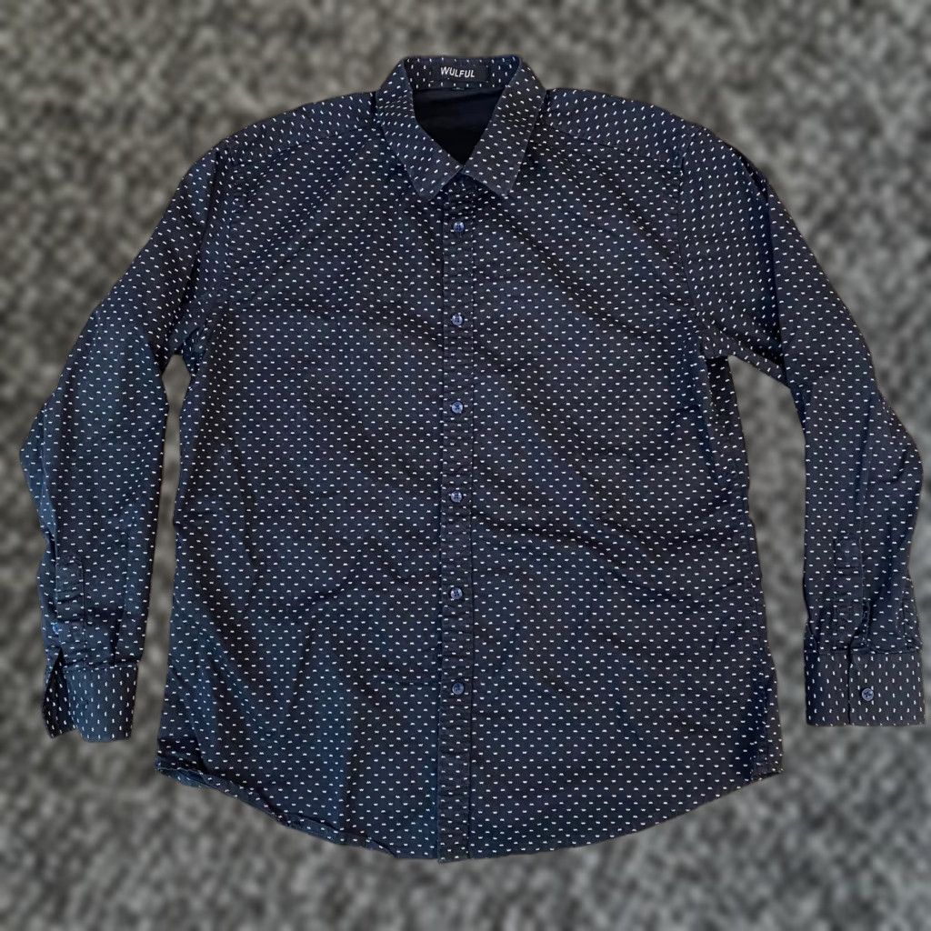 Vintage Wulful Shirt Mens Large Black White Geometric Print Long Sleeve Button Up Cotton Size US L / EU 52-54 / 3 - 1 Thumbnail