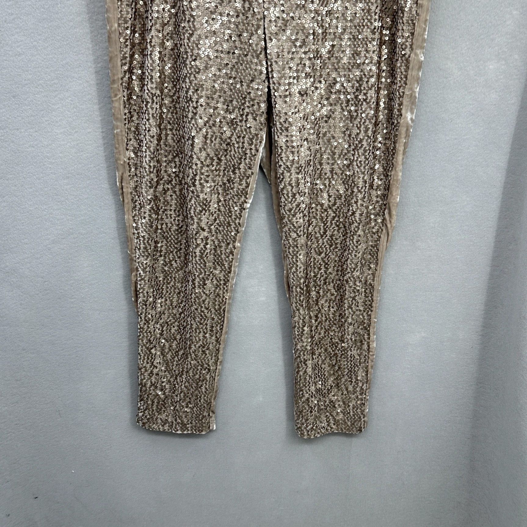 Vintage Chico's Sequin Velour Tapered Ankle Pants Womens Large Beige Casual 90s Size 36" / US 14 / IT 50 - 5 Thumbnail