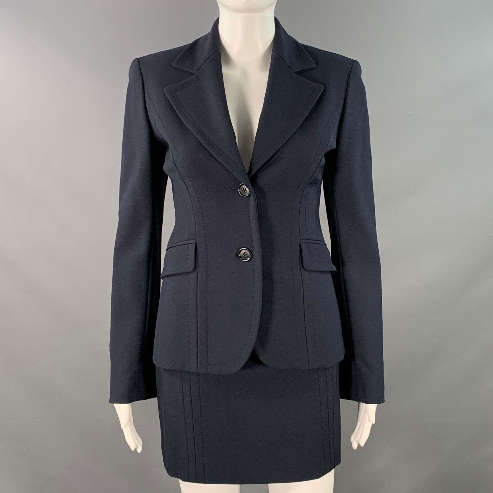 Other Navy Polyamide Blend Single Breasted Blazer Mini Skirt Set Size 27" / US 4 / IT 40 - 1 Thumbnail