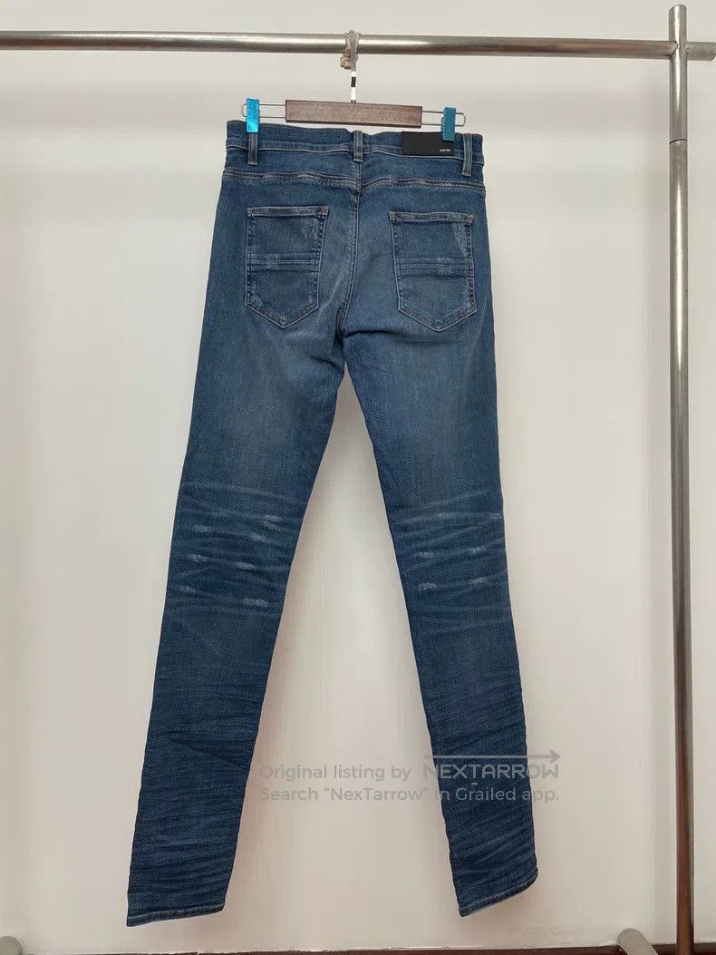 Amiri Amiri Size 31 Blue split leather straight jeans Size US 31 - 2 Thumbnail