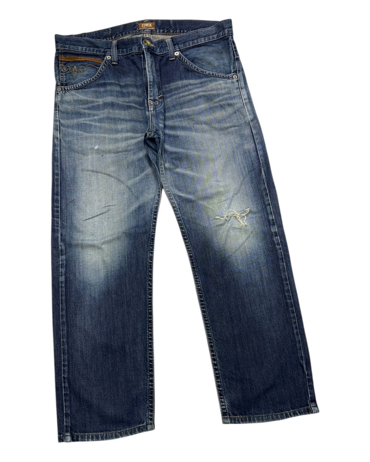 Kapital 🔥EDWIN EXCLUSIVE VINTAGE COWHIDE PATCHES POCKET DENIM JEANS Size US 38 / EU 54 - 5 Thumbnail