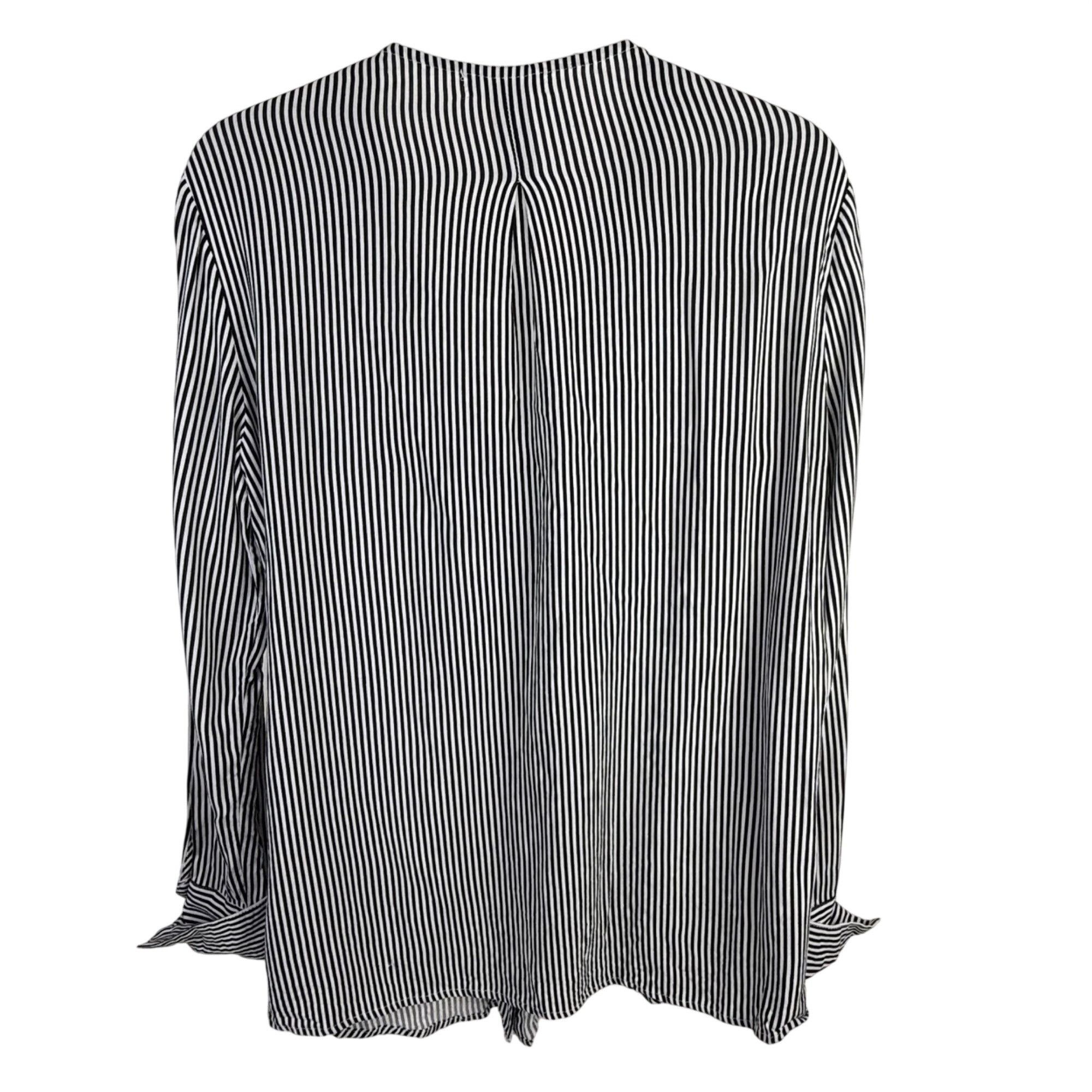 Other Nine Britton Black & White Striped Blouse V-Neck Long-Sleeve Size M / US 6-8 / IT 42-44 - 4 Thumbnail