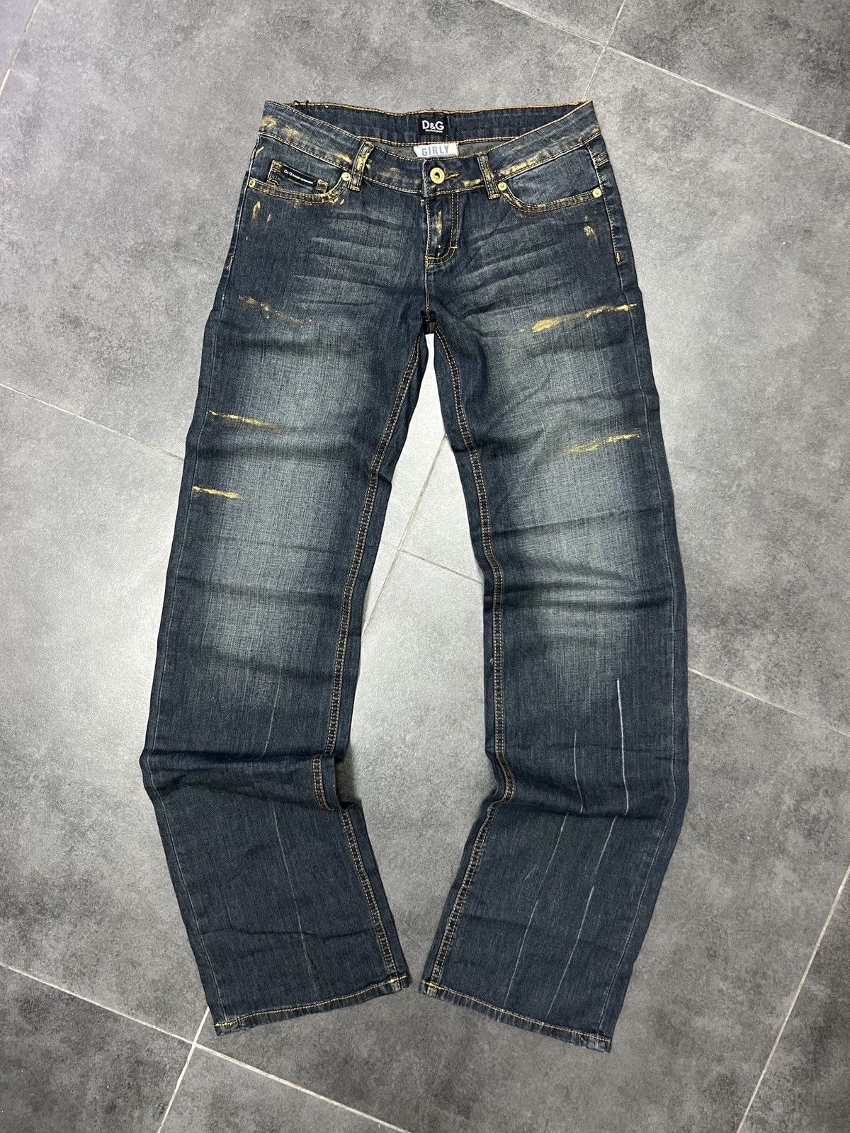 VINTAGE DOLCE&GABBANA GOLDEN DENIM PANTS JEANS