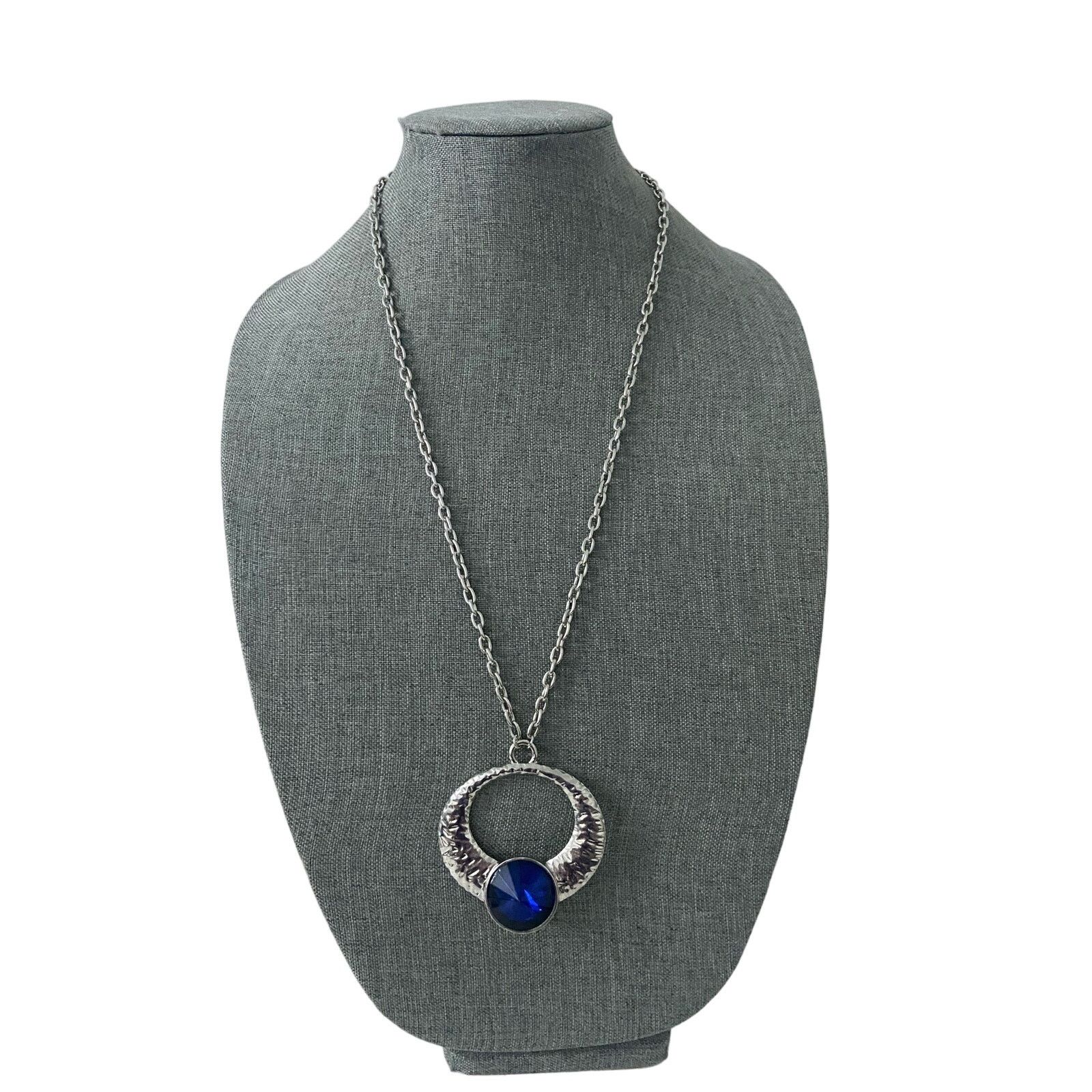 Other large glass pendant necklace silver tone Size ONE SIZE - 1 Thumbnail