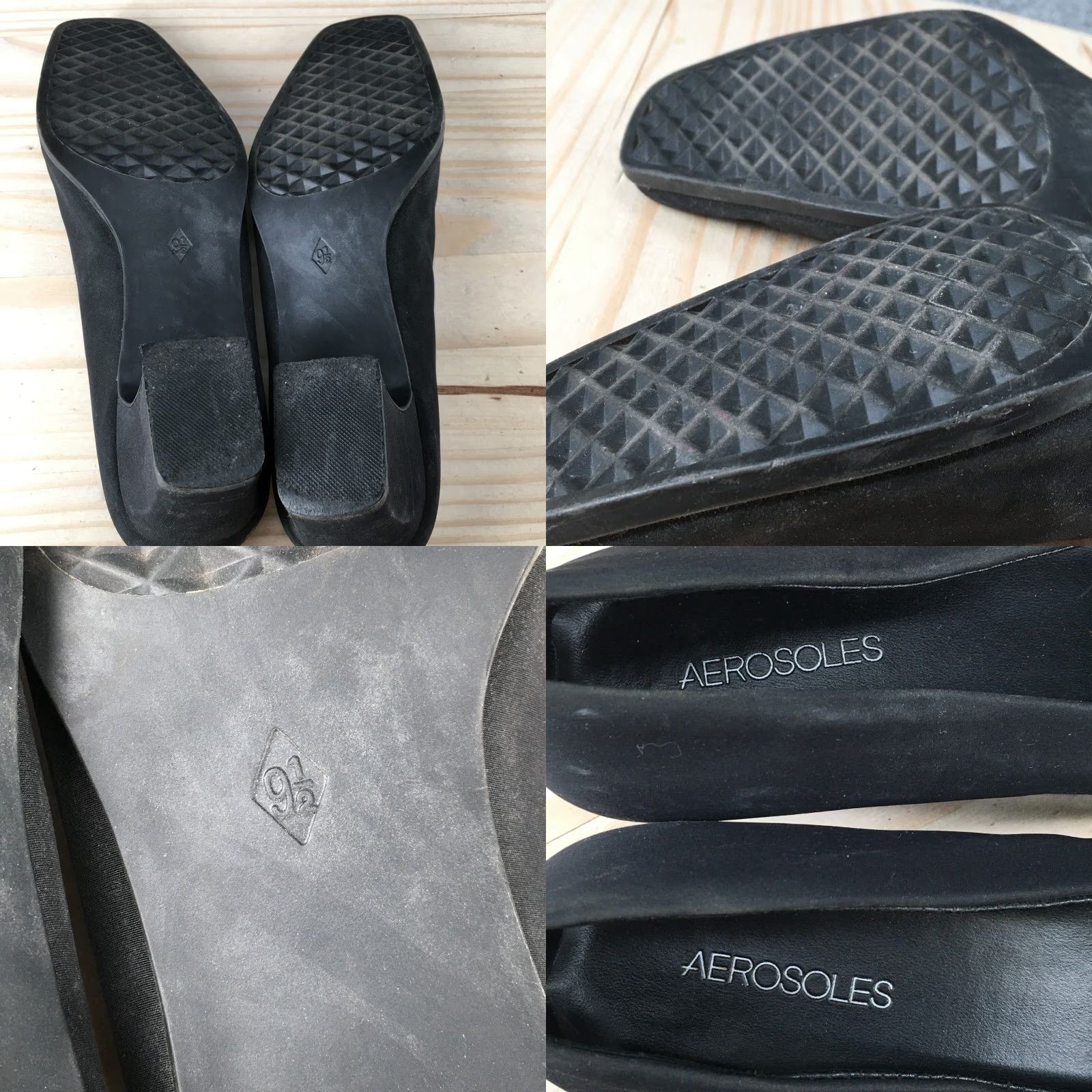 Vintage Aerosoles Heels Womens 9.5 Casual Slip On Square Toe Loafer Pumps Black Fabric Shoes Women Pump Size US 10 / IT 40 - 9 Thumbnail