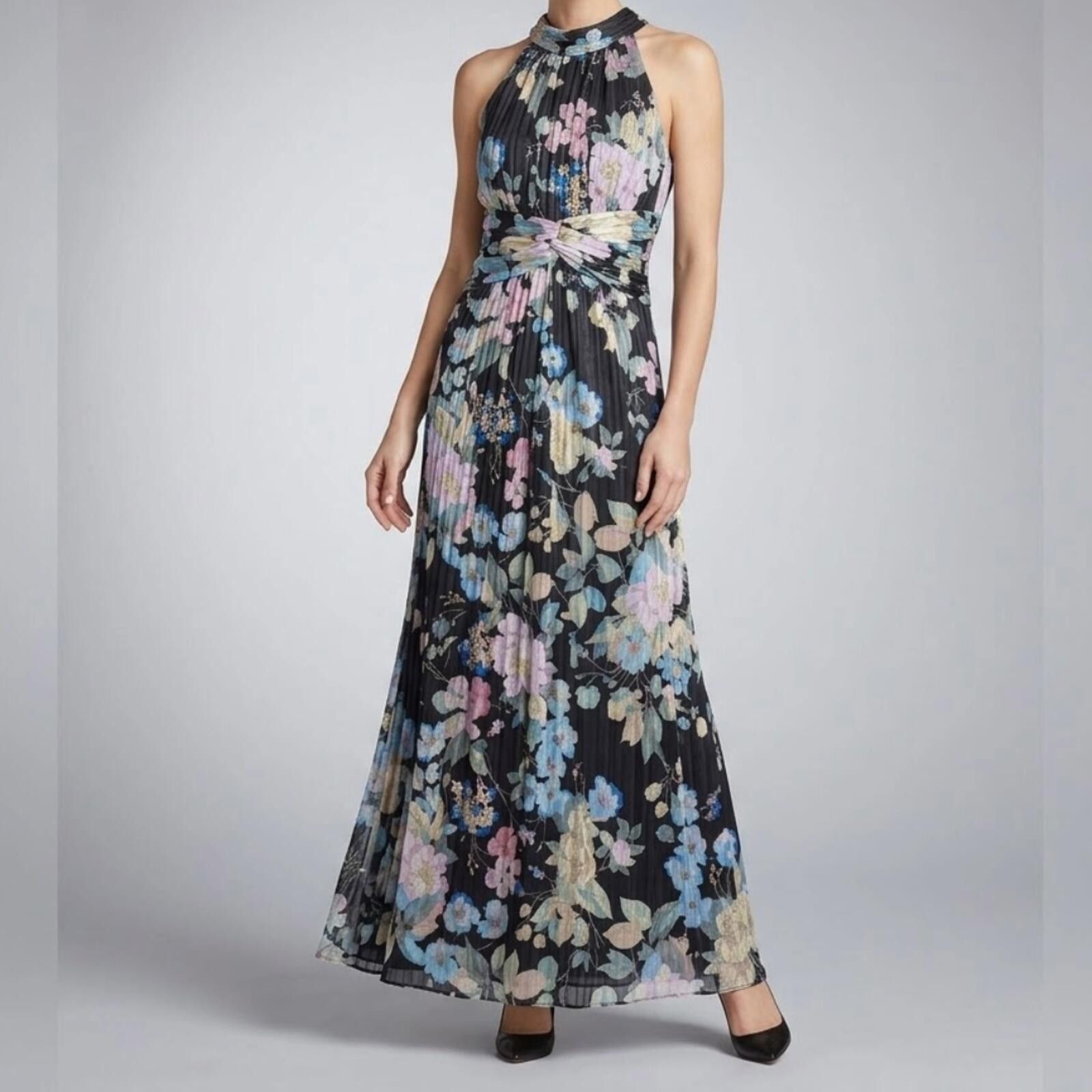 Other Adrianna Papell Black Floral Dress Womens 8 Medium Size M / US 6-8 / IT 42-44 - 2 Thumbnail