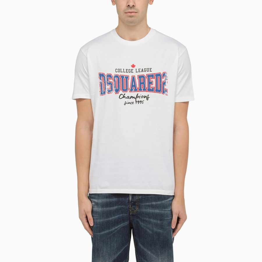 image of Dsquared2 O1D2Blof0424 Crewneck T-Shirt In White, Men's (Size Large)