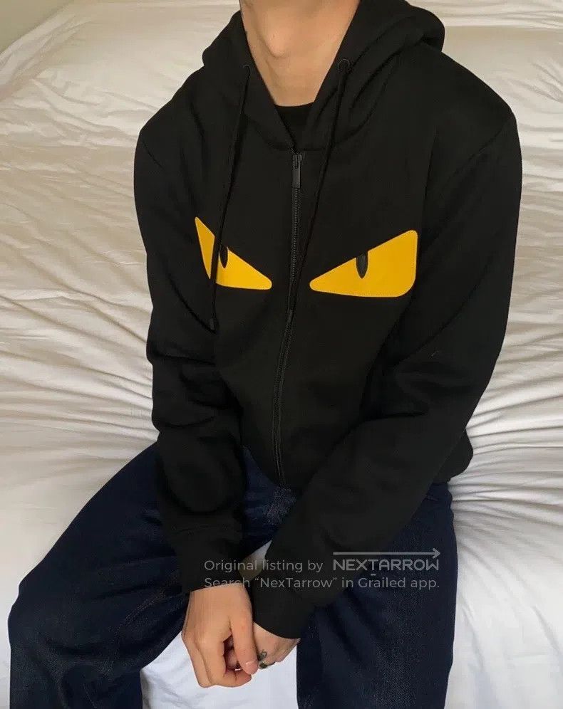 Fendi Fendi Black Little Monster Eye Wool Hooded Drawstring Zipp Size US M / EU 48-50 / 2 - 9 Thumbnail